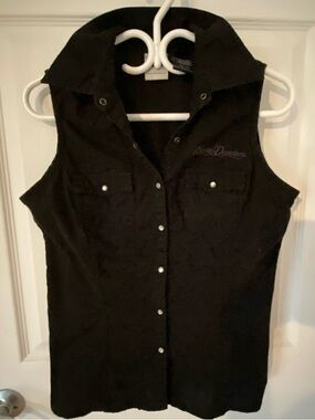 Harley-Davidson Black Sleeveless Snap-Front Women's Shirt